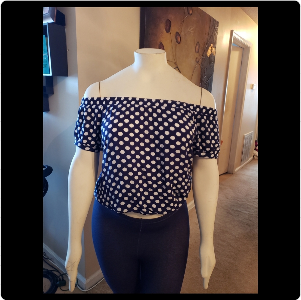 Off the shoulder polka dot top